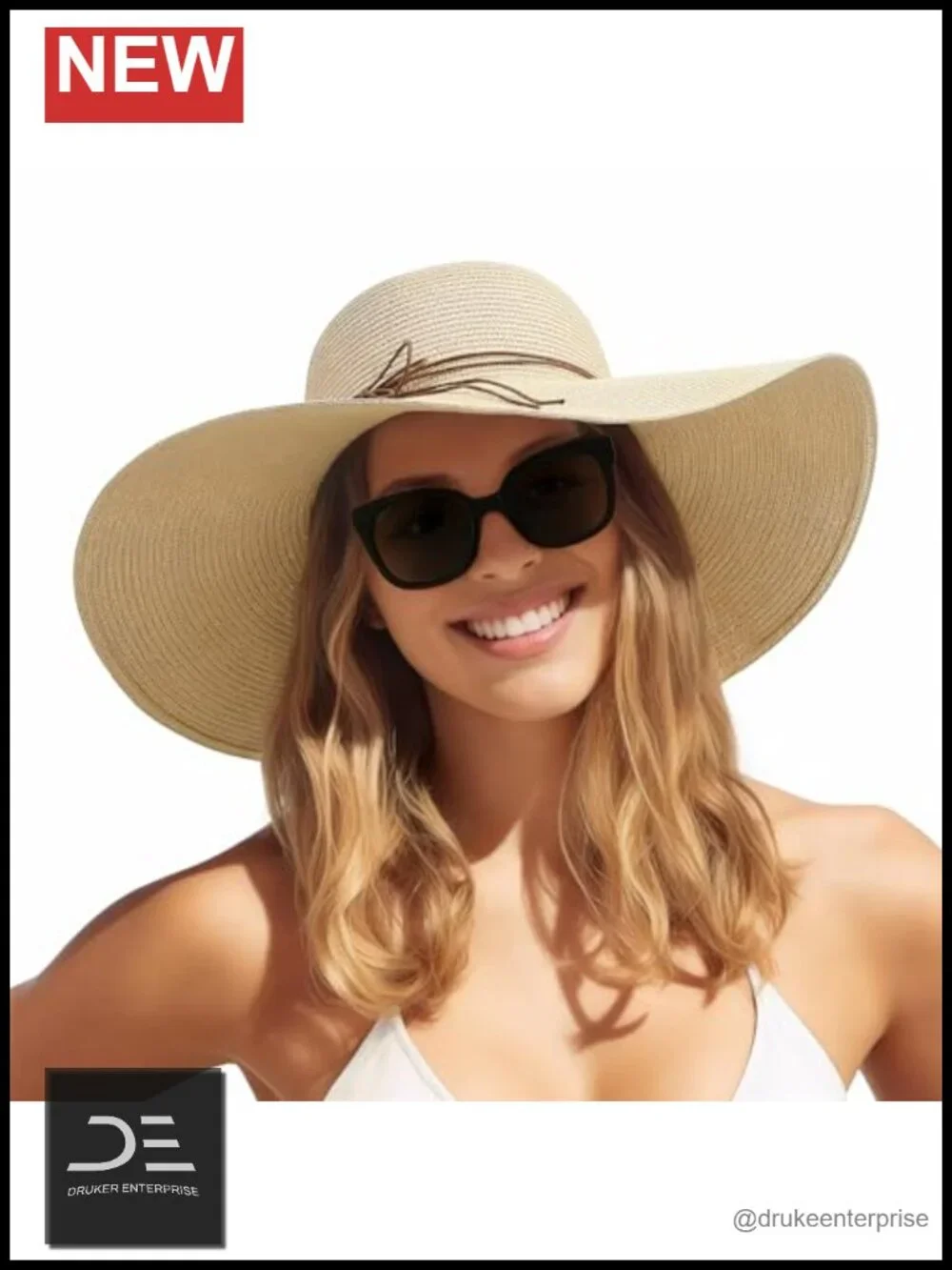 Wide Brim Sun Straw Hat UPF 50+ Foldable Travel Beach Hats